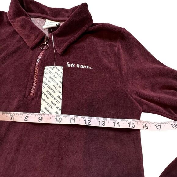 UO iets Frans… Cinzia Velour Mini Dress Women’s M Burgundy Quarter Zip - Picture 3 of 11